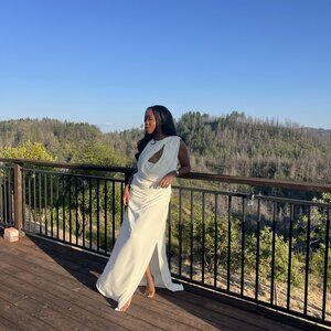 Meshki Oria Chiffon Maxi Dress - Ivory Size Small (S) Elegant White Grecian Styl